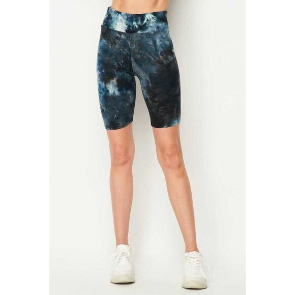 S/M Tie Dye High Waisted Biker Shorts‎ - 3 Inch Waist Steel Blue - Picture 6 of 10
